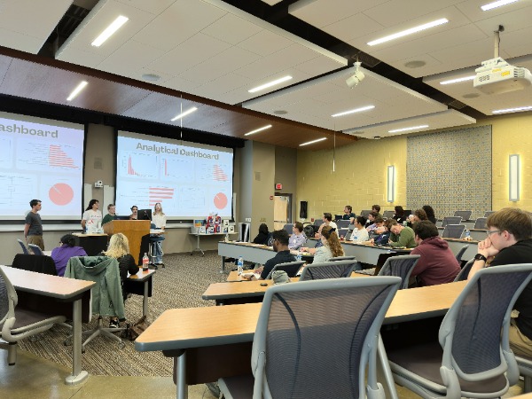 DataFest presentation Undergraduate teams at K-State's DataFest analyzed anonymous data pprovided by Stormont Vail Health and then presented their insights to help improve patient experiences and strengthen health outcomes.ights at K-State's DataFest competition