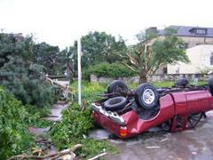 tornado damage parking lot