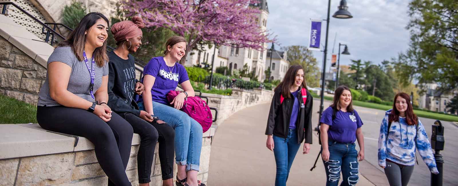 K-State students outside on campus