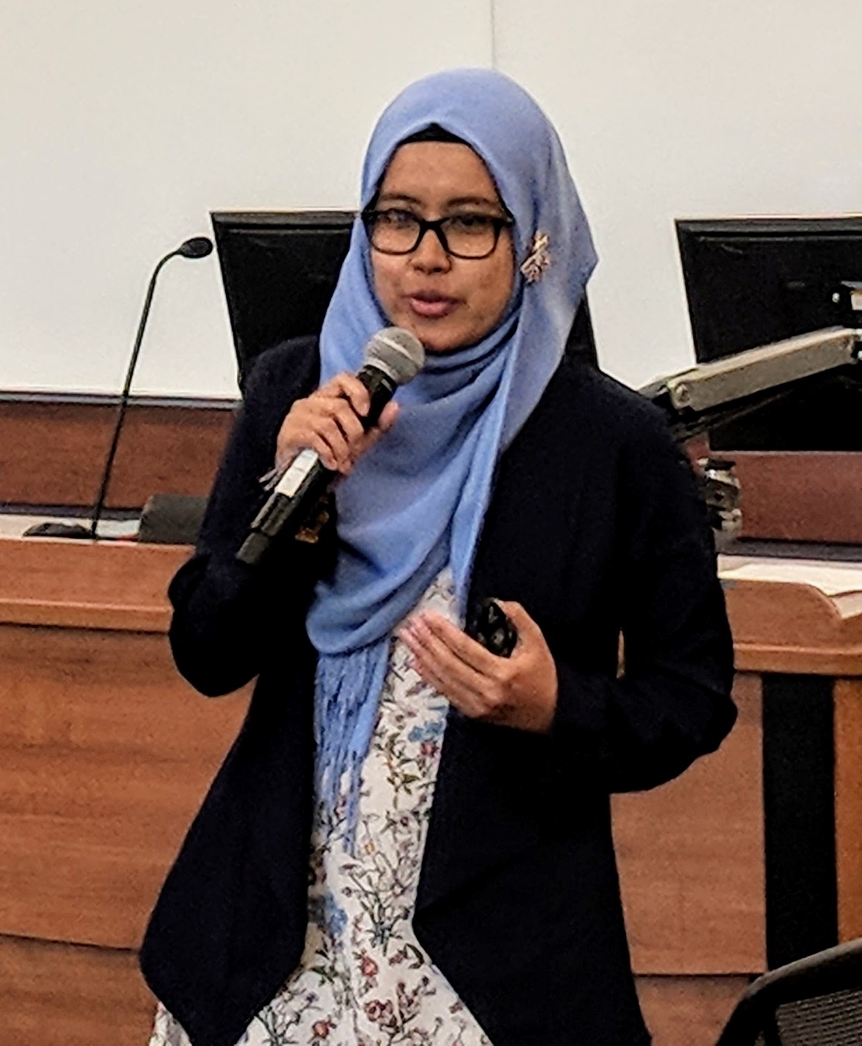 A student giving a presentation