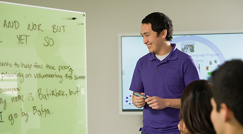 A student presenting