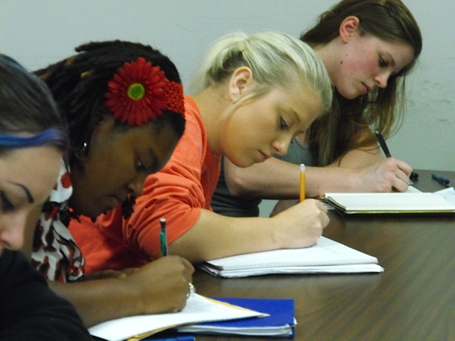students writing