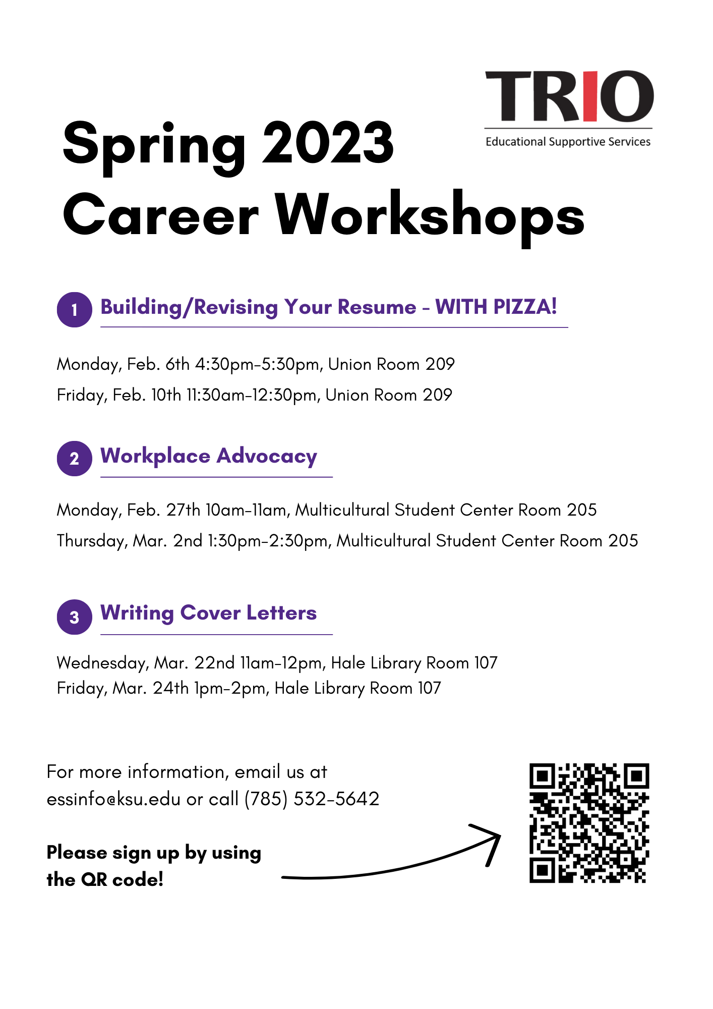 spring 23 career workshops flyer