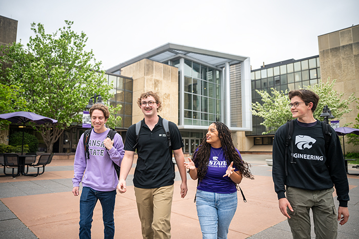 four engineer students walking together