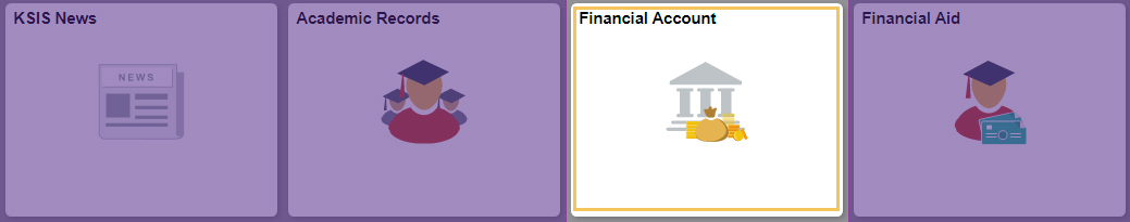 a four tiled panel with Financial Account highlighted