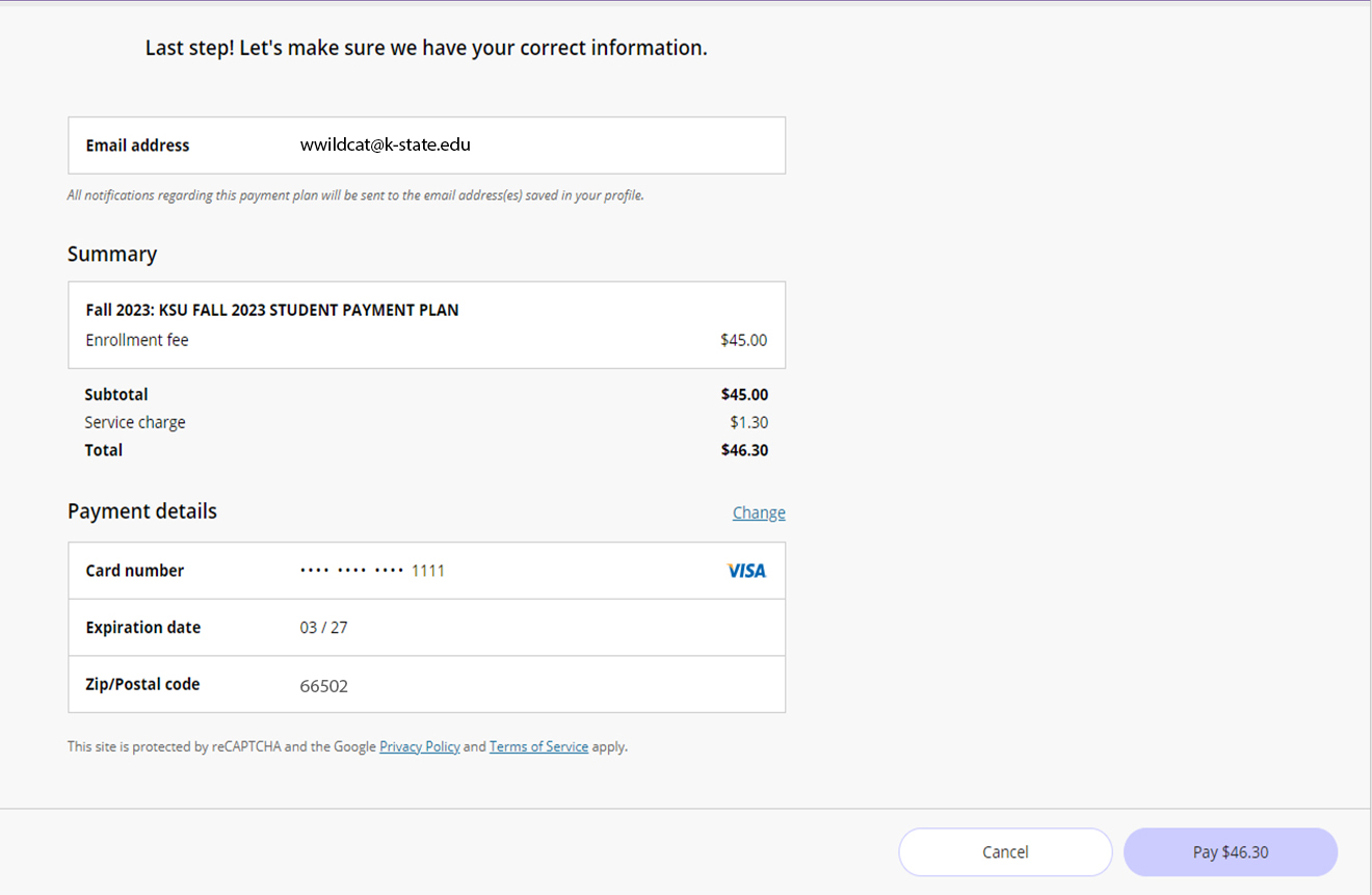 enrollment fee page