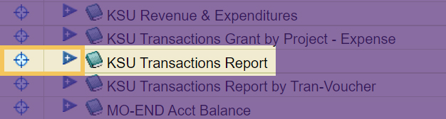 a menu with Transaction Report highlighted