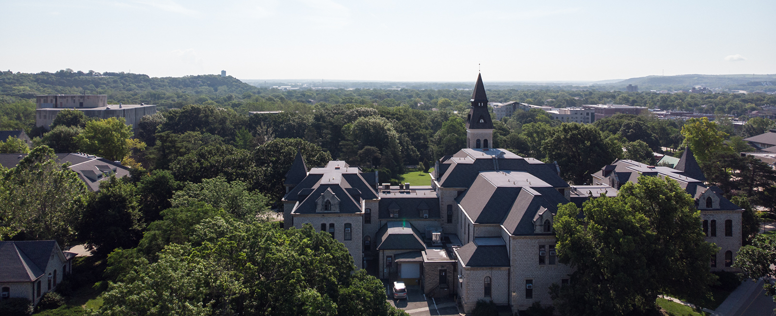 aerial view from behind Anderson