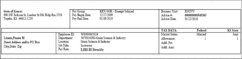 A tax data header that shows general employee information