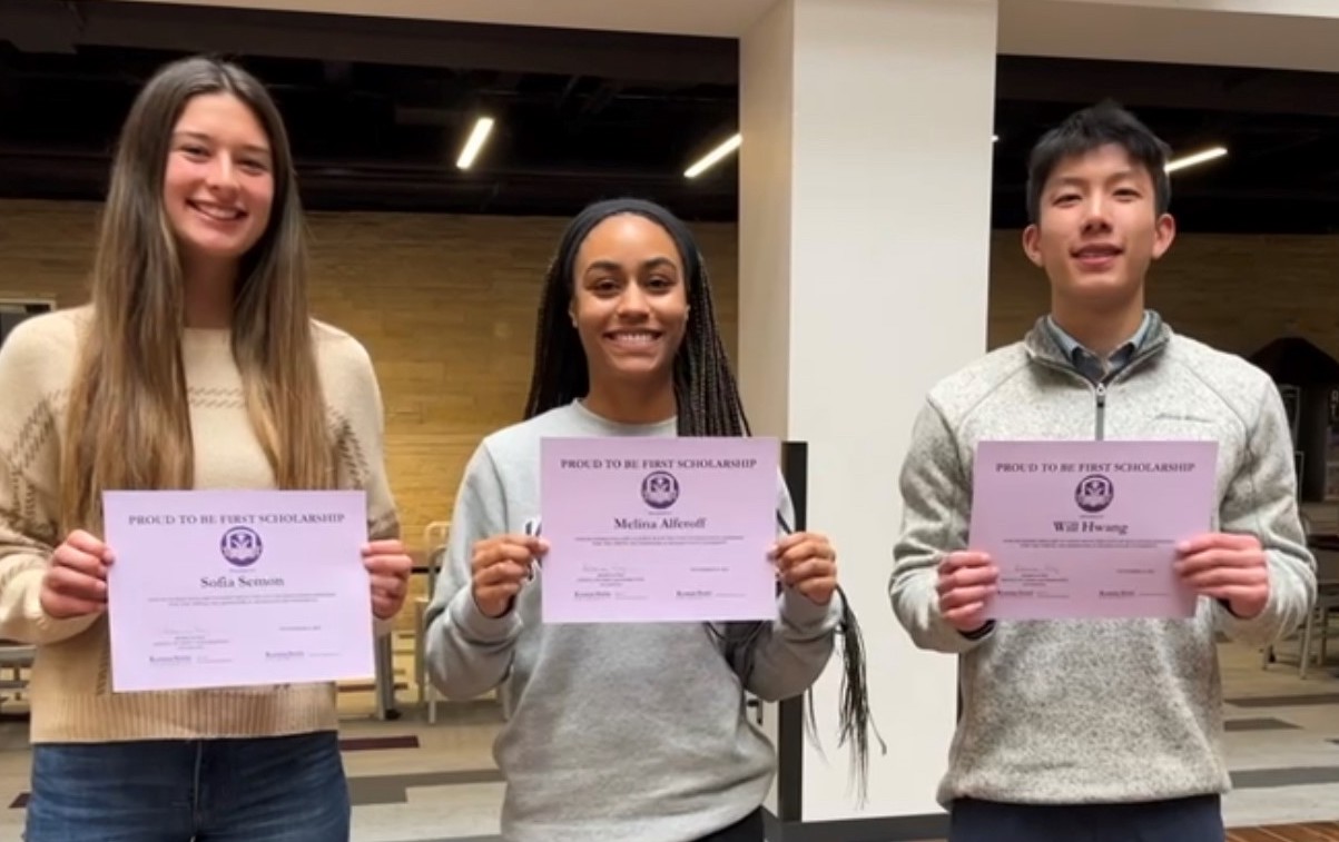 2022 winners of the "Proud to be First" scholarship: Sofia, Melina, and Will.