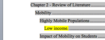 Result with inline heading displayed in Table of Contents