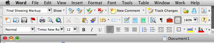 Image showng the menubar in Word for Mac