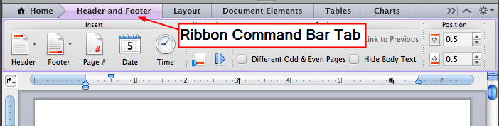 Image of the Word Footer Ribbon