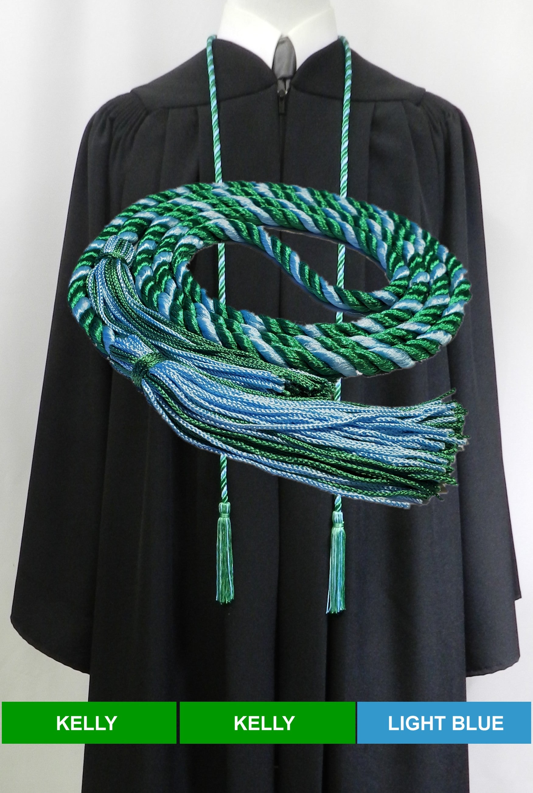 kelly green and blue twisted cord