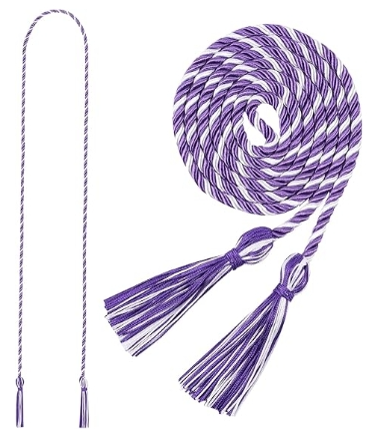 lilac and white twisted cord with lilac and white tassels