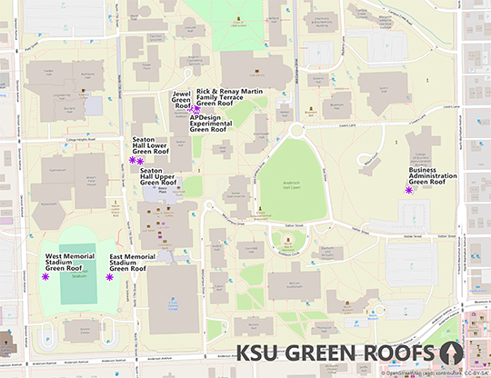 Map of green roofs