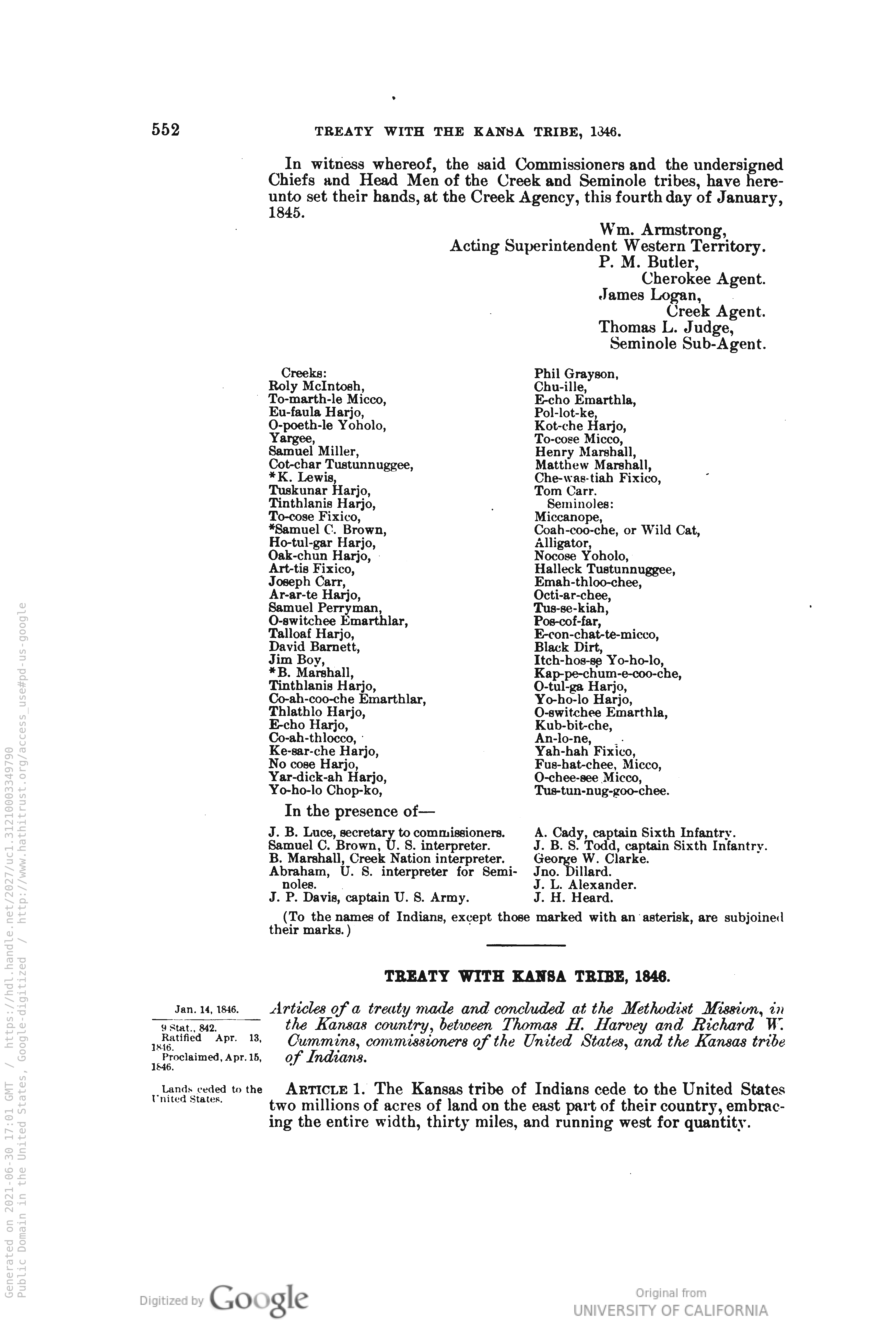 Treaty of 1846, Page 1 Treaty of 1846, Page 1