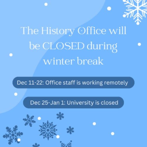 Dec 11-22: Office staff is working remotely; Dec 25-Jan 1: University is closed