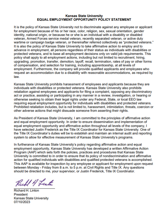 Equal employment opportunity policy poster image (pdf below)