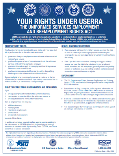 USERRA rights poster image (pdf below)