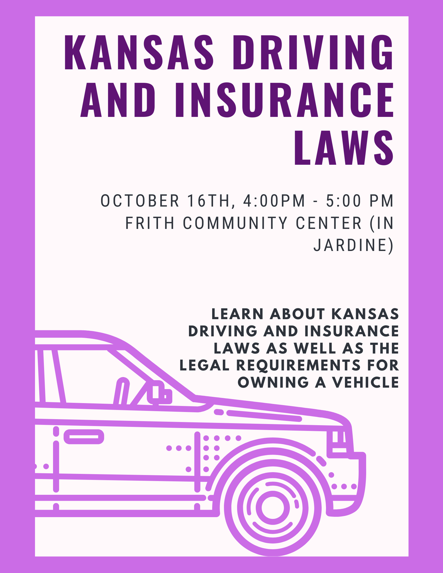 Kansas Driving and Insurance Laws Event Flyer