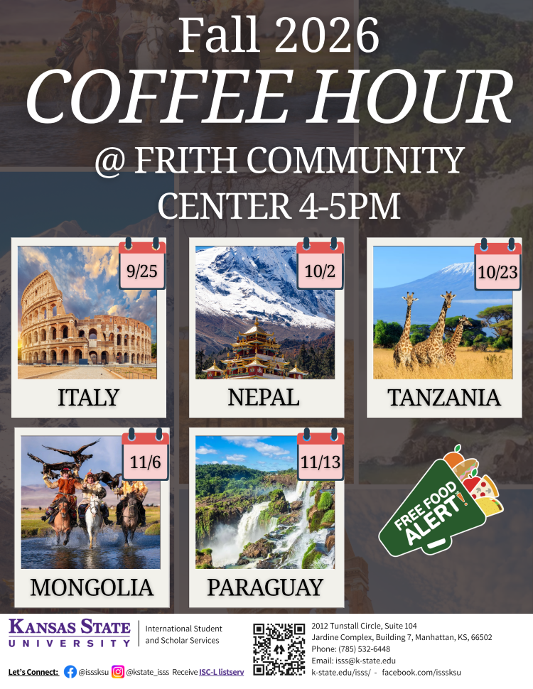 Coffee hour flyer with dates for fall semester