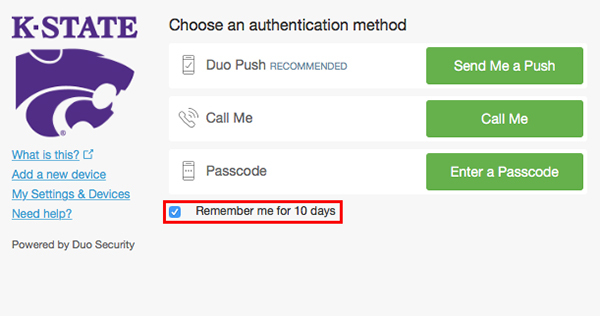 Image showing Remember me for 10 days option.