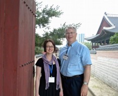 Nora A. Lewis and Craig B. Parker at the Gyeongbak Palace in Seoul, South Korea
