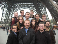 Maalouf and Mortenson's students at the Eiffel Tower.