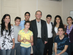 Dr. Dobrzanski and piano students at the National Conservatory of Music in Asuncion
