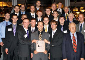 The Undergraduate and Alumni members of K-State Acacia celebrate being recognized as the top chapter internationally together at the 57th Biennial Conclave in St. Louis, MO.