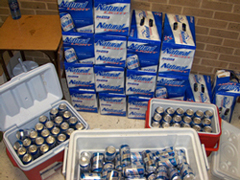 Each year, officers have seized large quantities of beer and other alcoholic beverages at football games.