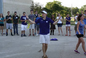 Wildcat Warm-up counselor leading a small group