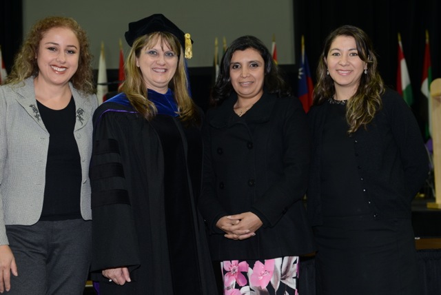 From left: Monica Del Pilar Palacios Bernal, Dean Debbie Mercer, Geannine Claudé Alvarado Romero, and Vanessa Lucia Calvas Chávez 