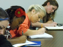 students writing