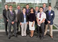 Left to Right: Devin Mangus, Ajay Sharda,  Kirk Schulz, Mei He, Brent Chamberlain, Prema Arasu, Stefan Bossmann, Zheng Zhao,  Jeff Tucker and Kurt Carraway. Not in the photo are Mark Blanks, Deryl Troyer, Annelise Nguyen, Dolores Takemoto and Duy Hua