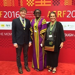 From left: Zach Stewart, Jemimah Njuki and Jan Middendorf attended the Alliance for a Green Revolution in Africa Forum