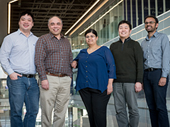 From left, Keystone Research Scholars Hongyu Wu, Behrooz Mirafzal, Pavithra Prabhaka, Jungkwun Kim and Punit Prakash; not pictured, Eugene Vasserman.