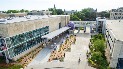 Large picture windows of the K-State Student Union