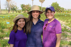 Carla Schwan (center), Food Science doctoral candidate works with her Major Professor Dr. Jessie Vipham (right) and fellow graduate student Karina Desiree (left) in Cambodia to improve the safety and sustainability of their food system.  