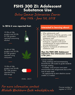 Flier for FSHS 300 ZI: Adolescent Substance Use
