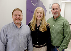 From left, Kansas State University's Butch KuKanich, Kate KuKanich and David Rankin have received a,000 grant from the American Veterinary Medical Foundation for a canine pain relief project.