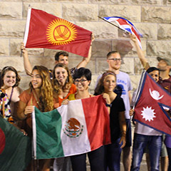 students with flags