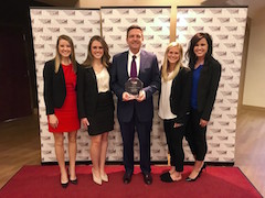 The winning team of (from left to right) Abbie O’Grady, Rachel Kiper, head coach David Lehman, Kelcy Fiser and Jacqueline Clawson.