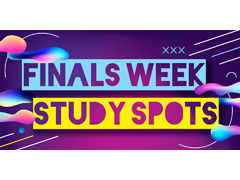 finals week study spots in neon text