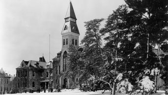 Winter scene at Anderson Hall. 
