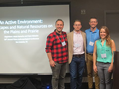 K-State participants in ‘An Active Environment’ symposium at the 76th Annual Plains Anthropological Conference.  (Left to Right) Dr. Ryan Klataske, Jakob Hanschu, Eric Skov, Dr. Amber Campbell
