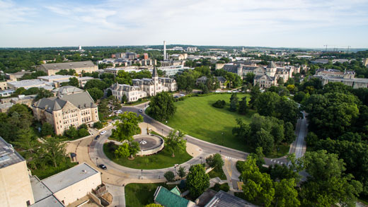 Aerial image of K-State's Manhattan campus