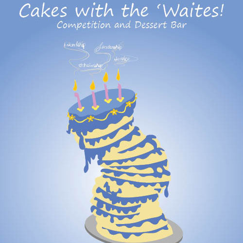 Tipping Cake with Blue Background