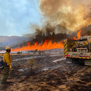 Kansas Forest Service Engine 44 on assignment at the Pine Gulch Fire in Colorado.